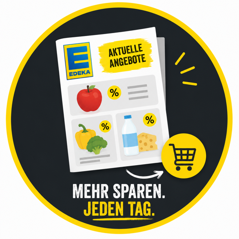 Woche aktuelle Angebote von EDEKA mit Gemüse, Milch und Sparhinweisen.
