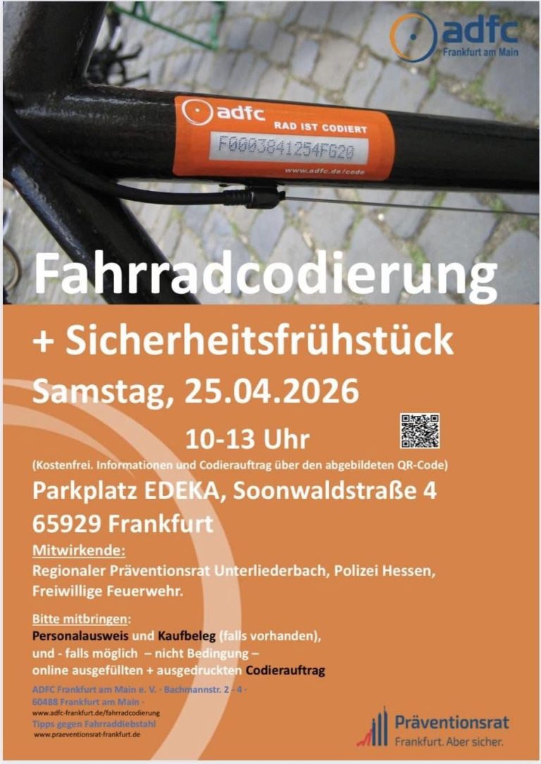 Sicherheitsfrühstück Fahrradcoding-Event mit Sicherheitsfrühstück am 25.03.2026 in Frankfurt.
